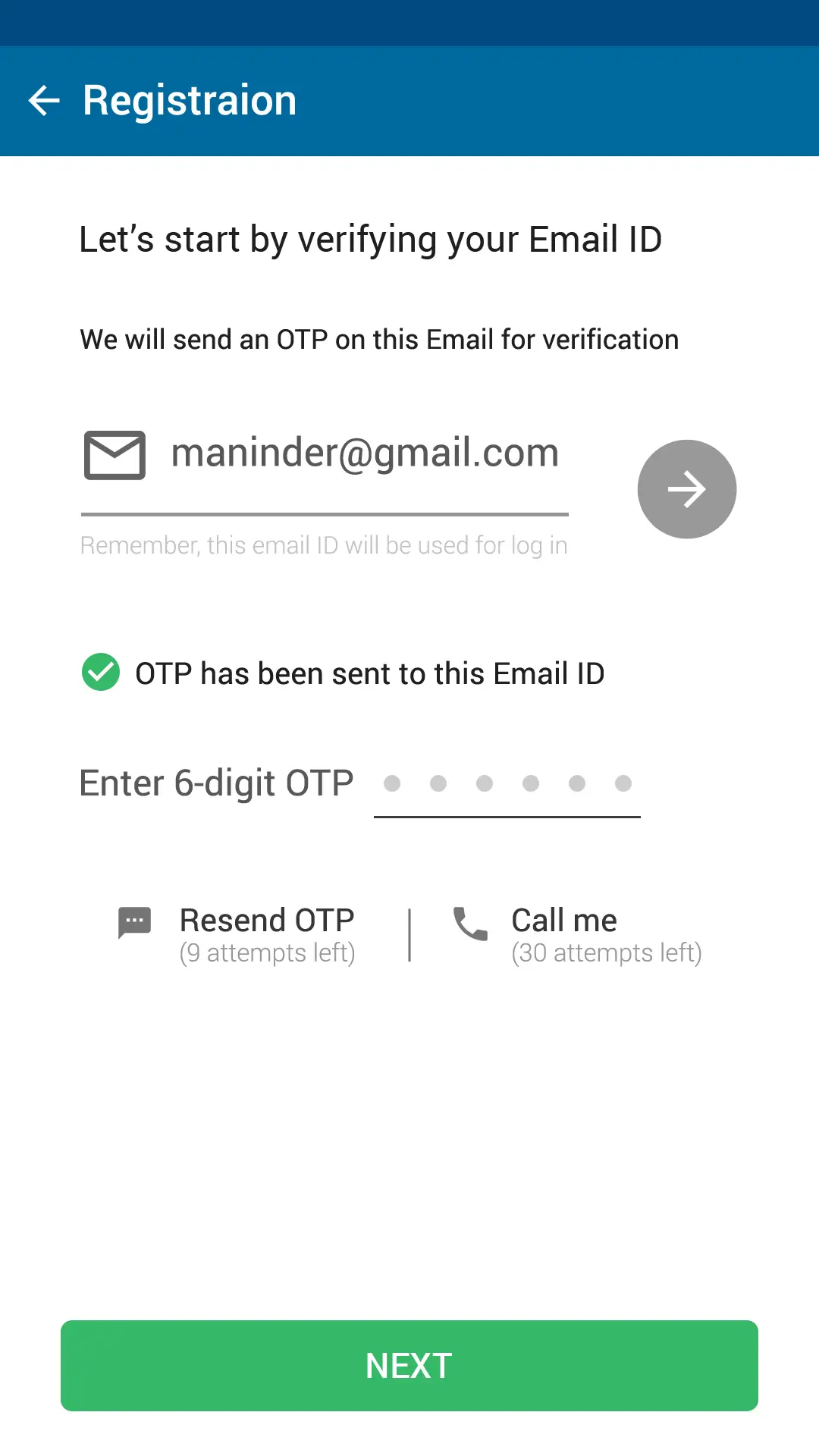 ui design umang registration email