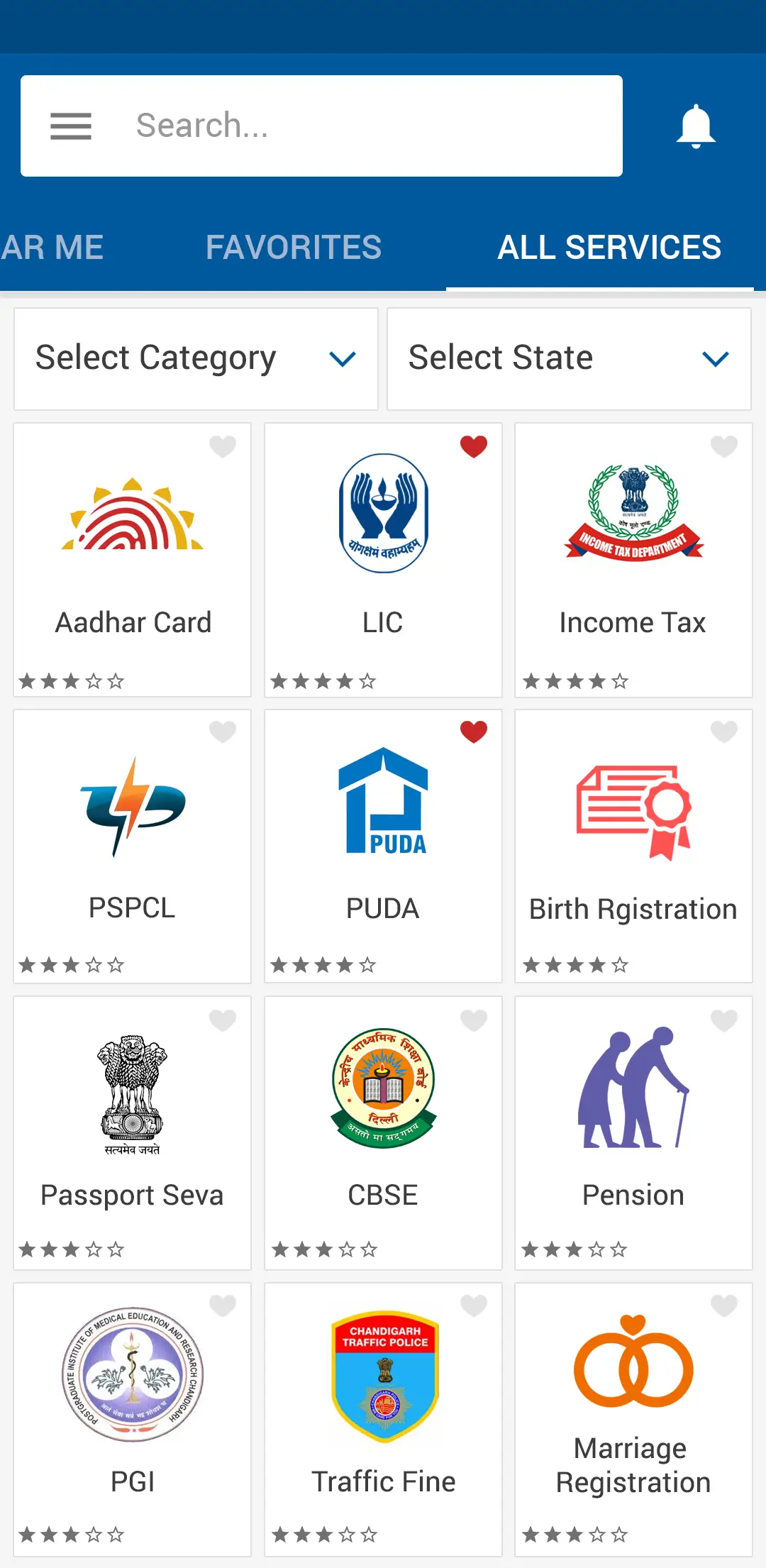 ui design umang screen all services