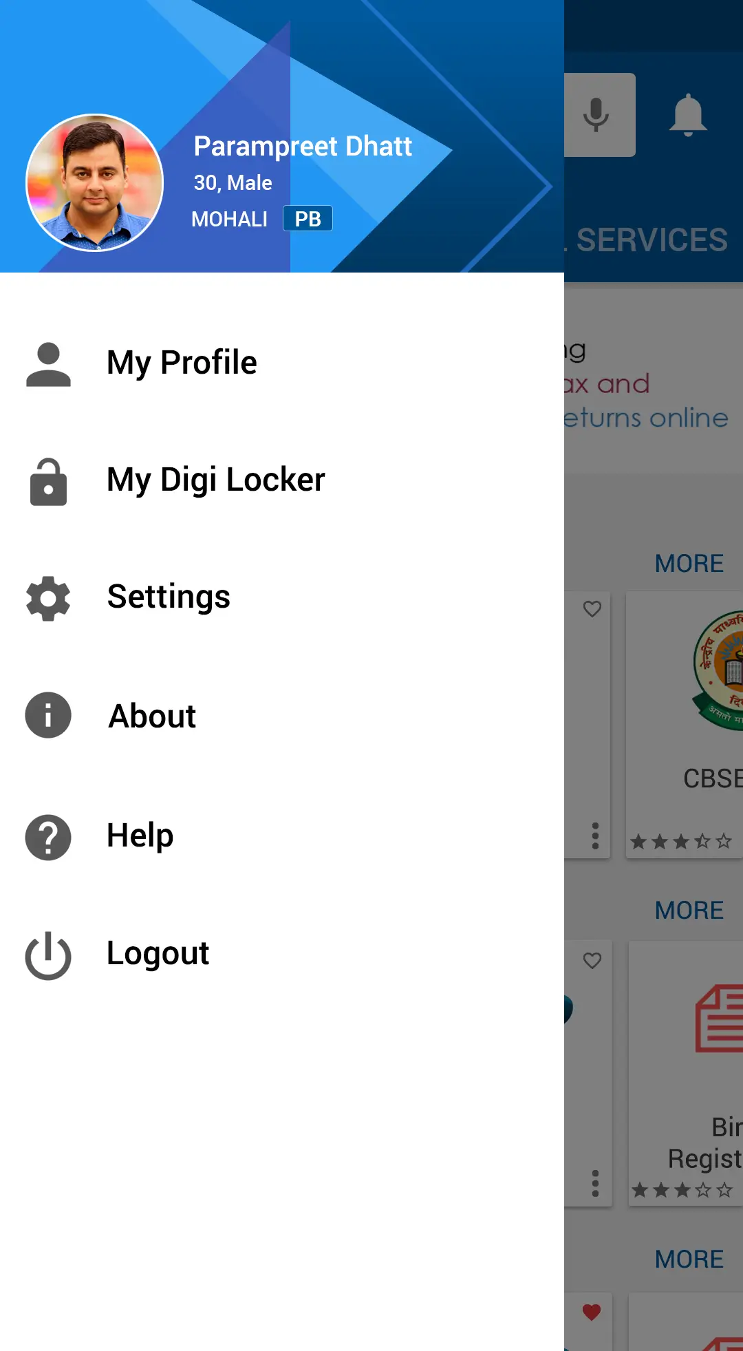 ui design umang screen menu