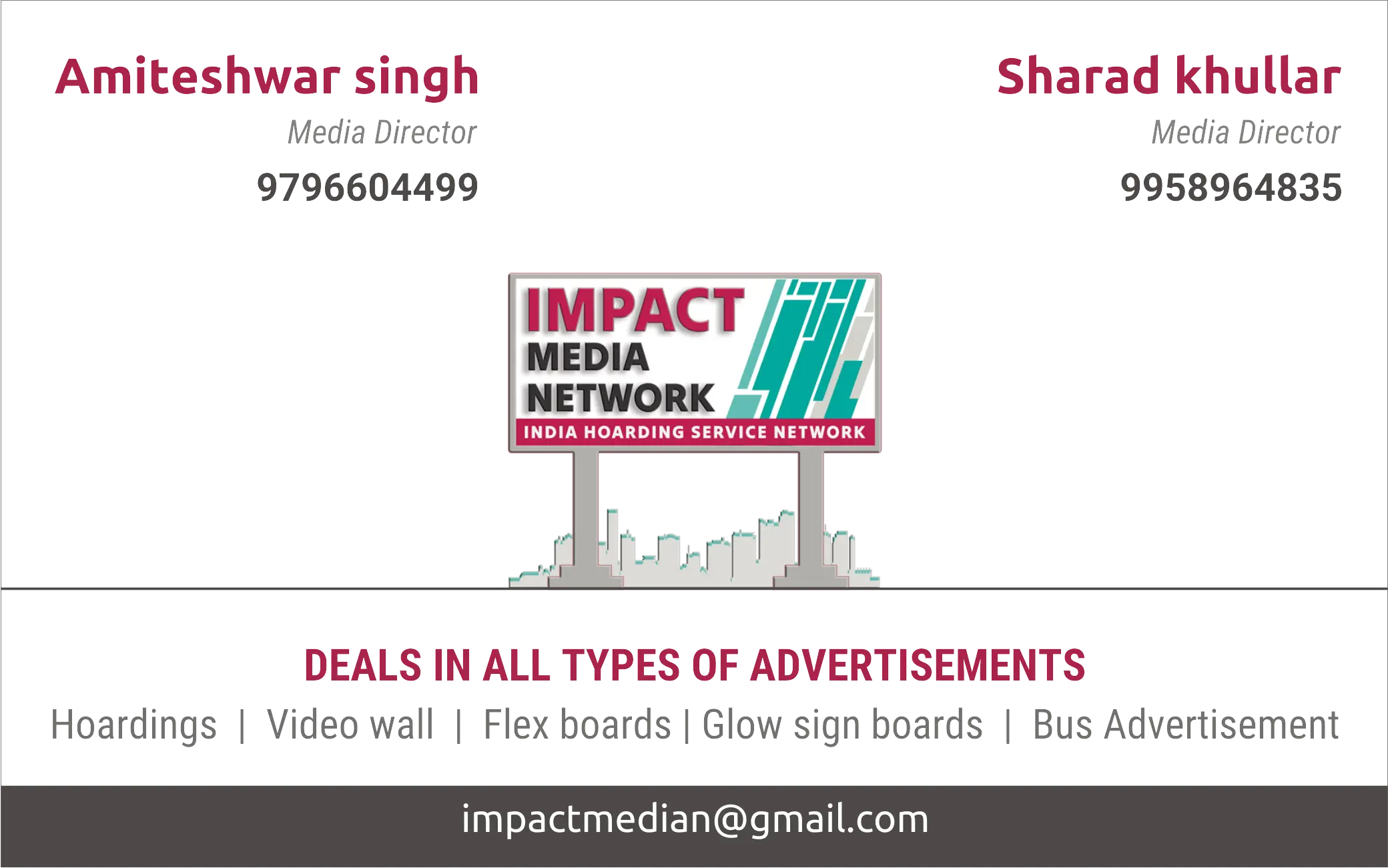 business card design impact media network